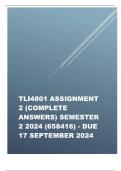 TLI4801 Assignment 2 Semester 2 2024 &lpar;Unique No&period; 658416&rpar; - DUE 17 September 2024 &semi;100 &percnt; TRUSTED workings&comma; Expert Solved&comma; Explanations and Solutions&period;