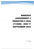 MNM2604 Assignment 2 &lpar;COMPLETE ANSWERS&rpar; Semester 2 2024 &lpar;713888&rpar; - DUE 17 September 2024 &semi; 100&percnt; TRUSTED Complete&comma; trusted solutions and explanations&period; 