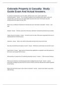 Colorado Property & Casualty  Study Guide Exam And Actual Answers&period;