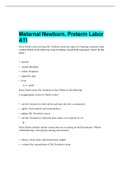 Exam (elaborations) Maternal Newborn. Preterm Labor ATI Questions and Answers