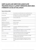 USPS SALES AND SERVICES ASSOCIATE TRAINING EXAM 2 LATEST VERSIONS 2023-2024 &lpar;VERSION A & B&rpar; ACTUAL EXAM