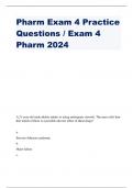 Pharm Exam 4 Practice Questions &sol; Exam 4 Pharm 2024