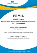 PRMIA 8007 Dumps - Prepare Yourself For 8007 Exam