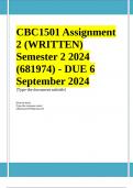 CBC1501 Assignment 2 &lpar;WRITTEN&rpar; Semester 2 2024 &lpar;681974&rpar; - DUE 6 September 2024 &semi;100 &percnt; TRUSTED workings&comma; Expert Solved&comma; Explanations and Solutions&period; 