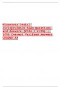 Minnesota Dental Jurisprudence Exam Questions and Answers &lpar;2024 &sol; 2025&rpar; &vert; 100&percnt; Correct Verified Answers GRADED A&plus;