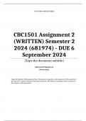 CBC1501 Assignment 2 &lpar;WRITTEN&rpar; Semester 2 2024 &lpar;681974&rpar; - DUE 6 September 2024 &semi;100 &percnt; TRUSTED workings&comma; Expert Solved&comma; Explanations and Solutions&period; 