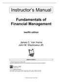 Instructor’s Manual Fundamentals of Financial Management 12th Edition By James C. Van Horne Joh