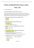 BIOL 103 Quizzes 1-10 plus FINAL EXAM- University of Maryland University College