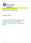 Bundle&colon; Pearson Edexcel International Advanced Level Advanced Subsidiary UNIT 1&colon; Molecules&comma; Diet&comma; Transport and Health January 2024 Question Paper and Mark Scheme 