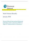 Pearson Edexcel International Advanced Subsidiary Level in Chemistry &lpar;WCH13&rpar; Paper 01 Practical  Skills in Chemistry I Mark Scheme &lpar;Results&rpar; January 2024