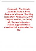 Instructor's Manual &lpar;Teaching Notes Only&rpar; For Community Nutrition in Action 8th Edition By Marie A&period; Boyle &lpar;All Chapters&comma; 100&percnt; Original Verified&comma; A&plus; Grade&rpar;