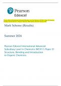 Pearson Edexcel International Advanced Subsidiary Level In Chemistry &lpar;WCH11&rpar; Paper 01 Structure&comma;  Bonding and Introduction to Organic Chemistry Mark Scheme &lpar;Results&rpar; Summer 2024
