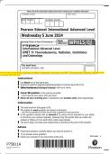 Pearson Edexcel International Advanced Level Physics International Advanced Level UNIT 5&colon; Thermodynamics&comma; Radiation&comma; Oscillations and  Cosmology QP JUNE 2024