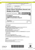 Pearson Edexcel International Advanced Level Physics International Advanced Level UNIT 6&colon; Practical Skills in Physics II QP JUNE  2024