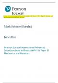 Pearson Edexcel International Advanced Subsidiary Level In Physics &lpar;WPH11&rpar; Paper 01 Mechanics and  Materials Mark Scheme &lpar;Results&rpar; June 2024