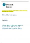 Pearson Edexcel International Advanced Level In Physics &lpar;WPH14&rpar; Paper 01 Further Mechanics&comma; Fields  and Particles Mark Scheme &lpar;Results&rpar; June 2024