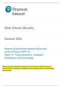 Pearson Edexcel International Advanced Level In Physics &lpar;WPH15&rpar; Paper 01  Thermodynamics&comma; Radiation&comma; Oscillations and Cosmology Mark Scheme &lpar;Results&rpar;  Summer 2024