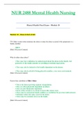 NUR2488 &sol; NUR 2488 Final Exam &lbrack;Module 10&rsqb; &lpar;Latest 2021 &sol; 2022&rpar;&colon; Mental Health Nursing - Rasmussen