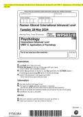 Pearson Edexcel International Advanced Level International Advanced Level UNIT 3&colon; Applications of Psychology MAY  2024 QP