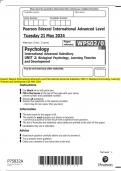 Pearson Edexcel International Advanced Level International Advanced Subsidiary UNIT 2&colon; Biological Psychology&comma; Learning  Theories and Development QP MAY 2024