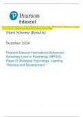 Pearson Edexcel International Advanced Subsidiary Level in Psychology &lpar;WPS02&rpar; Paper 01 Biological Psychology&comma;  Learning Theories and Development Mark Scheme &lpar;Results&rpar; Summer 2024