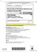 Pearson Edexcel International Advanced Level International Advanced Level UNIT 3&colon; Applications of Psychology QP JANUARY 2024