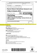 Pearson Edexcel International Advanced Level International Advanced Subsidiary UNIT 2&colon; Biological Psychology&comma; Learning Theories  and Development QP JANAURY 2024