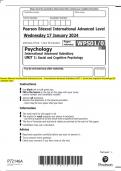 Pearson Edexcel International Advanced Level International Advanced Subsidiary UNIT 1&colon; Social and Cognitive Psychology QP  JANUARY 2024