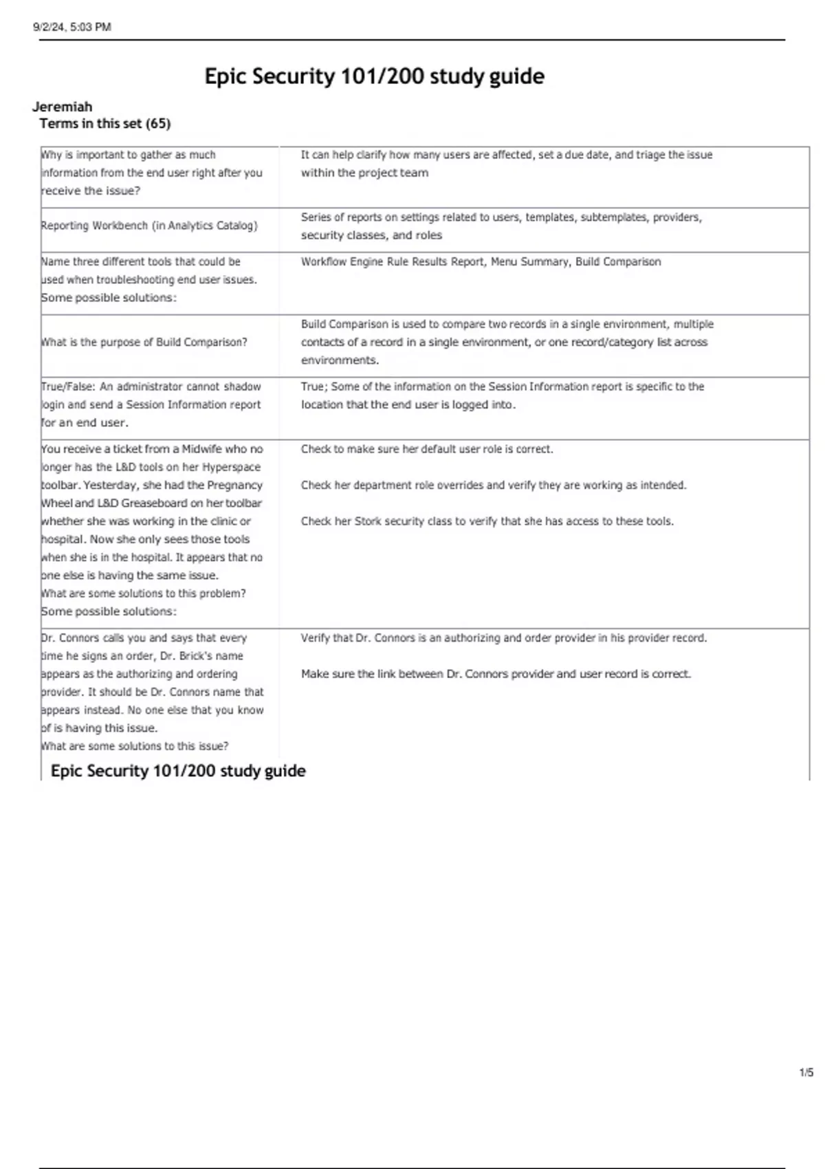 Epic Security 101_200 study guide Test Questions With Correct Solutions ...