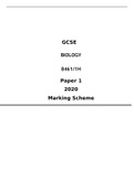       GCSE  BIOLOGY  8461/1H  Paper 1  2020  Marking Scheme