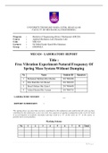 Free Vibration Experiment-Natural Frequency Of Spring Mass System Without Damping latest 2021&ast;Graded A&ast;