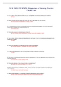 NUR 2058 &sol; NUR2058&colon; Dimensions of Nursing Practice Final Exam &lpar;2022 &sol; 2023&rpar; Rasmussen