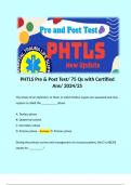 PHTLS Pre & Post Test&sol; 75 Qs with Certified Ans&sol; 2024&sol;25  