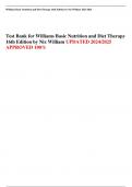 Test Bank for Williams Basic Nutrition and Diet Therapy  16th Edition by Nix William UPDATED 2024&sol;2025 APPROVED 100&percnt;