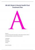 NR-603 Week 6 Mental Health Final Treatment Plan&sol;Analysis &ndash; Part 2 &vert; &lpar;Psychological trauma&comma; Posttraumatic stress disorder&rpar;