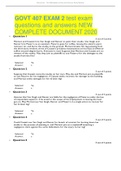 Exam (elaborations) GOVT 407 EXAM 2 test exam questions and answers NEW COMPLETE DOCUMENT 2020