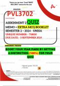 PVL3702 ASSIGNMENT 2 QUIZ MEMO - SEMESTER 2 - 2024 - UNISA - DUE &colon; 3 SEPTEMBER 2024 - UNIQUE NUMBER&colon;- 718830 &lpar;DISTINCTION GUARANTEED&rpar;