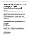 &lpar;Chem-1010&rpar; Introductory to Chemistry&period; Final Exam&period;&lpar;already passed&rpar;&period;