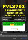 PVL3702 ASSIGNMENT 2 QUIZ MEMO - SEMESTER 2 - 2024 - UNISA - DUE &colon; 3  SEPTEMBER 2024 - &lpar; 100&percnt; DISTINCTION GUARANTEED &rpar;