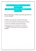 ACE PERSONAL TRAINER NEW  EXAM 2024  400 QUESTIONS WITH A&plus; GRADED  ANSWERS