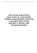 Test Bank for Human Sexuality in a Changing World 10th Edition by Spencer A. Rathus, Jeff Nevid, Jeffrey S. Nevid, Lois Fichner-Rathus. 