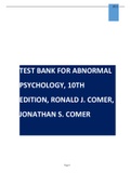 Test Bank for Abnormal Psychology&comma; 10th Edition&comma; Ronald J&period; Comer&comma; Jonathan S&period; Comer&period;