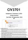CIV3701 Assignment 2 &lpar;ANSWERS&rpar; Semester 2 2024 - DISTINCTION GUARANTEED