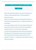 NURSING INTERVENTIONS Exam Q&A 100&percnt; Pass