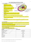 Cellular Biology Unit Review for Exam