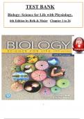 TEST BANK For Biology&colon; Science for Life with Physiology&comma; 6th Edition by Belk & Maier&comma;  All 26 Chapters Covered&comma; Verified Latest Edition