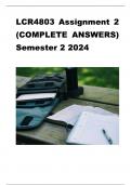 LCR4803 Assignment 2 &lpar;DETAILED ANSWERS&rpar; Semester 2 2024 - DUE 16 SEPTEMBER 2024