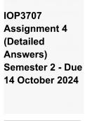 IOP3707 Assignment 4 &lpar;Detailed Answers&rpar; Semester 2 - Due 14 October 2024