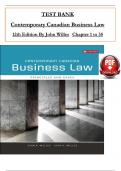 TEST BANK For Contemporary Canadian Business Law 12th Canadian Edition By John Willes&comma;  All 35 Chapters Covered&comma; Verified Latest Edition