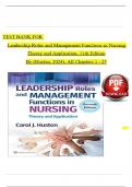TEST BANK For Huston&comma; Leadership Roles and Management Functions in Nursing&comma; 11th Edition Verified Chapters 1 - 25&comma; &semi;Complete solution Newest Version